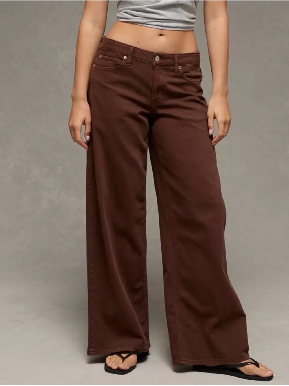 American Eagle Outfitters Brown Low-Rise Ultra Wide-Leg Pant
